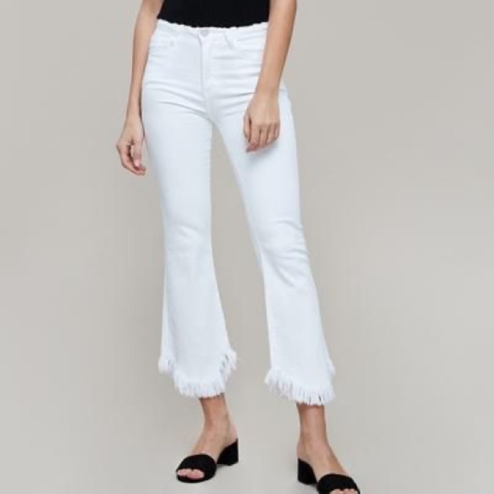 Just Black Denim “frayed-bottom” White Jeans